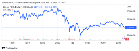 سعر البتكوين (BTCUSD) يبدأ تصحيح هابط – تحليل - 25-01-2023
