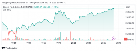 سعر البتكوين (BTCUSD) يحقق مكاسب لحظية – تحليل - 13-09-2023