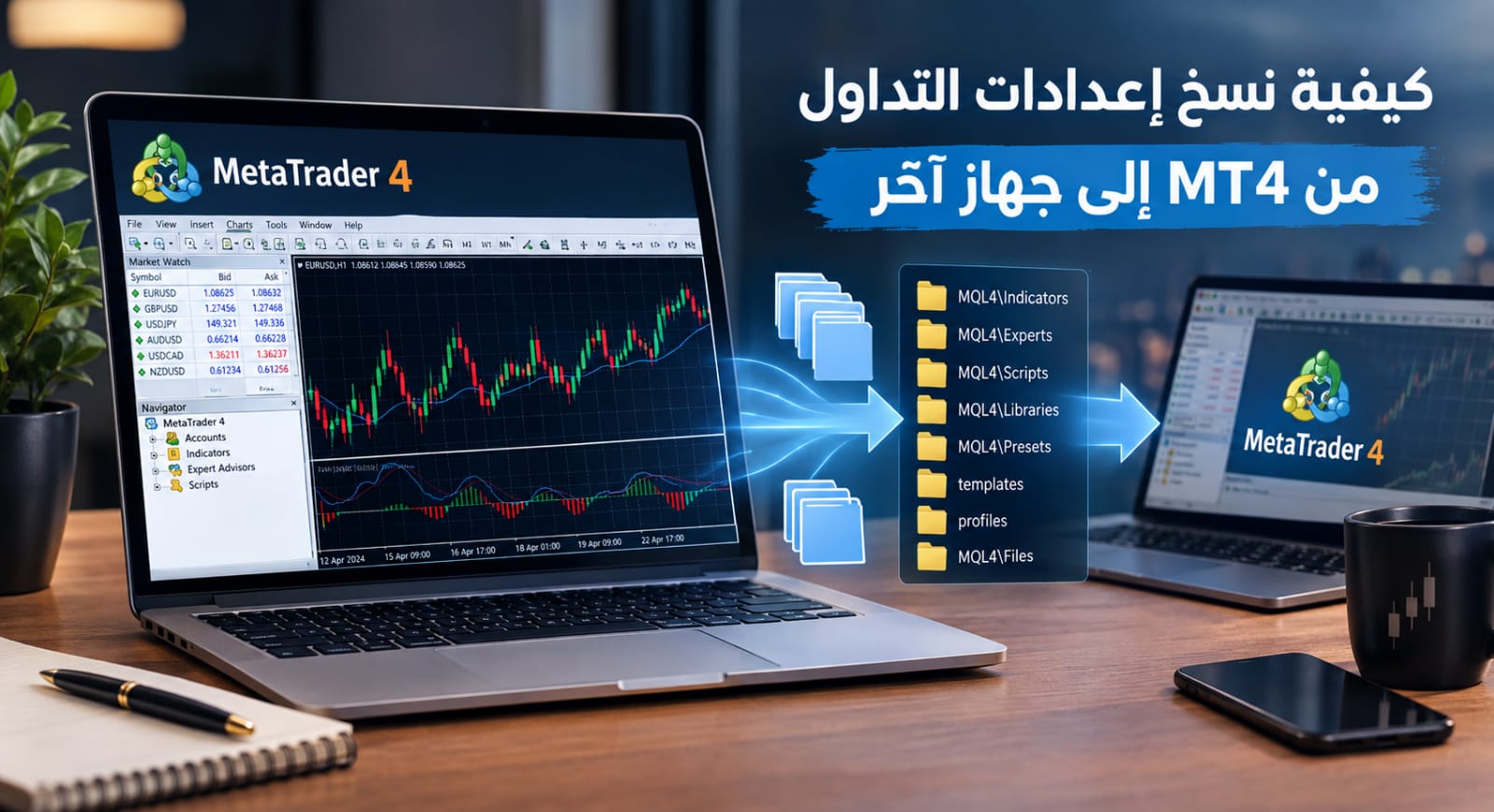 كيفية نسخ إعدادات التداول من MT4 إلى جهاز آخر