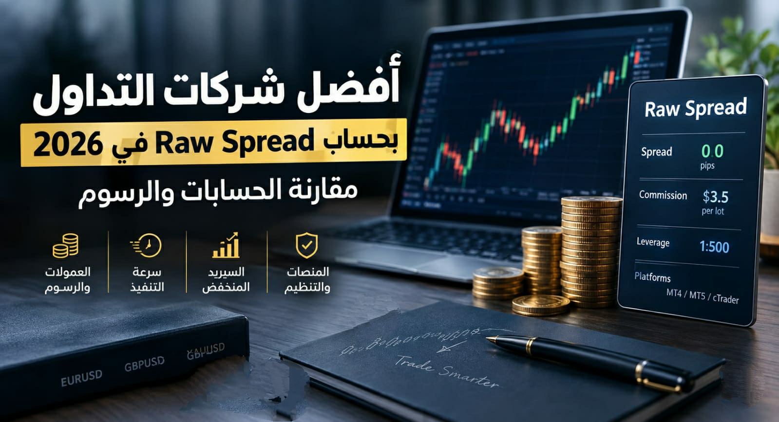 أفضل شركات التداول بحساب Raw Spread في 2026: مقارنة الحسابات والرسوم