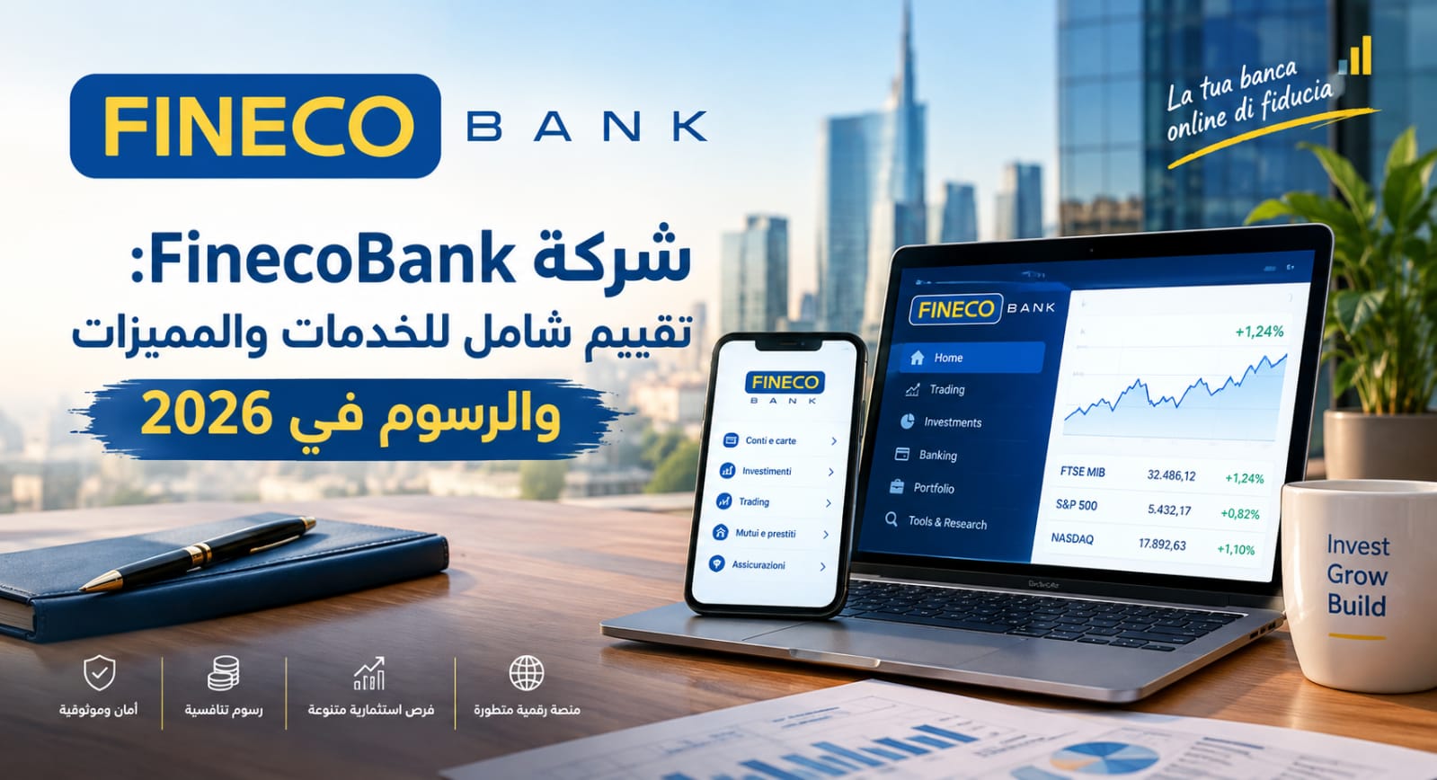 شركة FinecoBank: تقييم شامل للخدمات والمميزات والرسوم في 2026